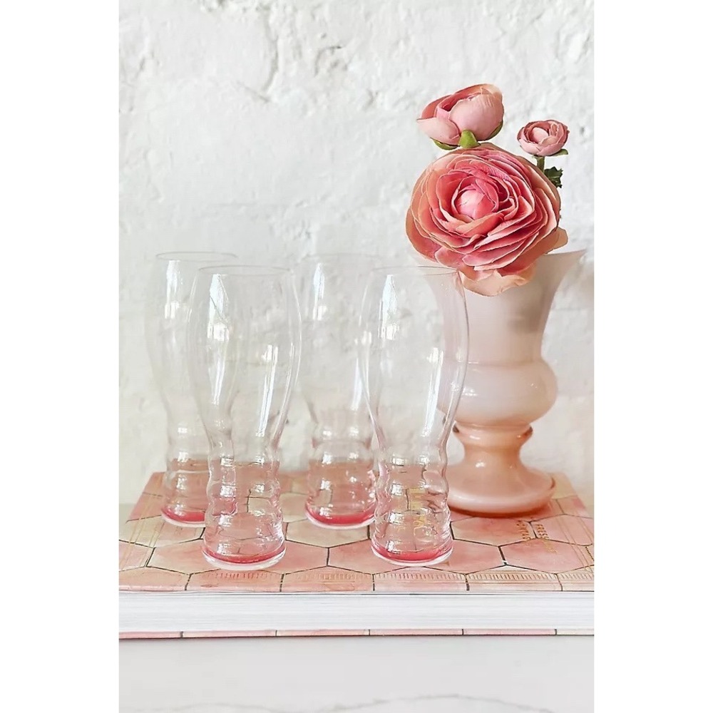 Riedel Champagne O Pink Stemless Crystal Champagne Glasses Set of 4 6.375in Tall